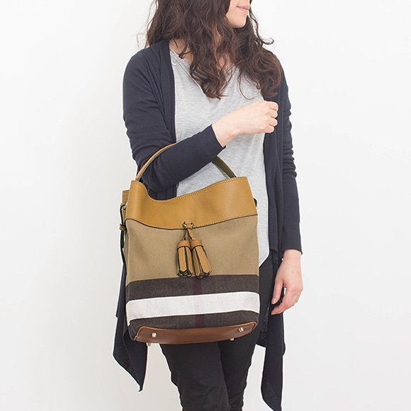 the medium ashby in canvas check and leather